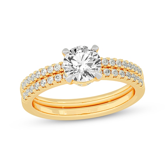 Now + Forever Lab-Grown Diamonds Round-Cut Bridal Set 1-3/8 ct tw 14K Yellow Gold