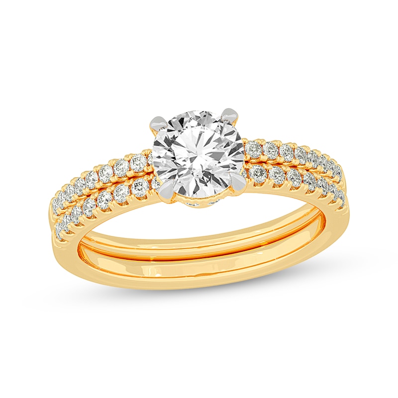 Main Image 1 of Now + Forever Lab-Grown Diamonds Round-Cut Bridal Set 1-3/8 ct tw 14K Yellow Gold