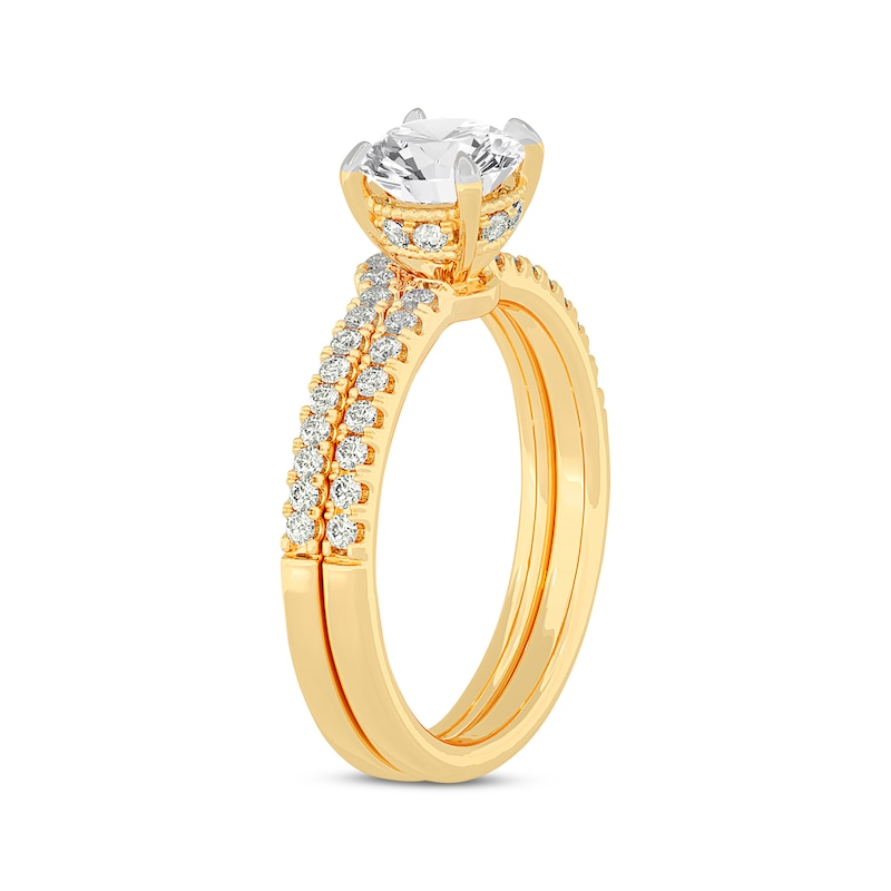 Main Image 2 of Now + Forever Lab-Grown Diamonds Round-Cut Bridal Set 1-3/8 ct tw 14K Yellow Gold