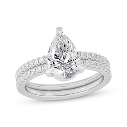 Now + Forever Lab-Grown Diamonds Pear-Shaped Bridal Set 2-3/8 ct tw 14K White Gold