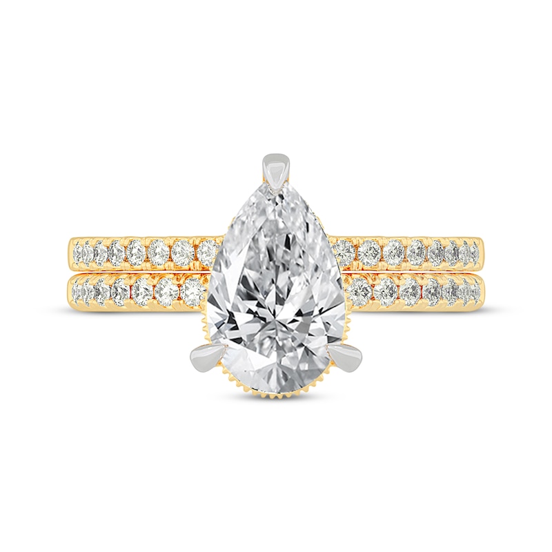 Main Image 3 of Now + Forever Lab-Grown Diamonds Pear-Shaped Bridal Set 2-3/8 ct tw 14K Yellow Gold