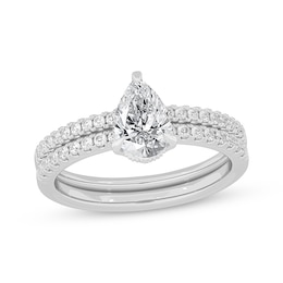 Now + Forever Lab-Grown Diamonds Pear-Shaped Bridal Set 1-3/8 ct tw 14K White Gold