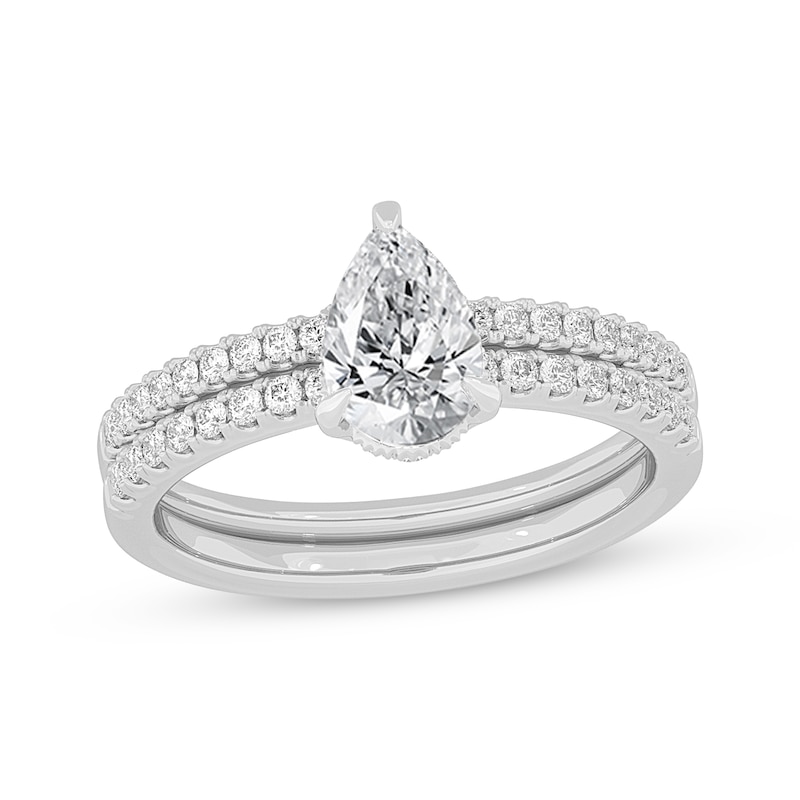 Lab-Created Diamonds by KAY Pear-Shaped Bridal Set 1-3/8 ct tw 14K White Gold