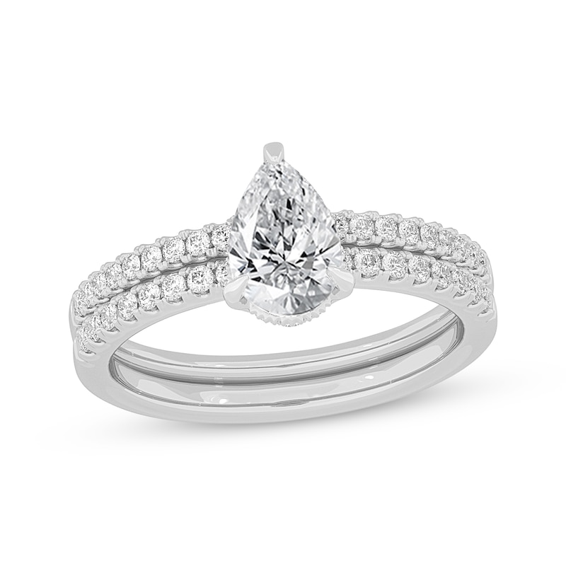 Main Image 1 of Now + Forever Lab-Grown Diamonds Pear-Shaped Bridal Set 1-3/8 ct tw 14K White Gold