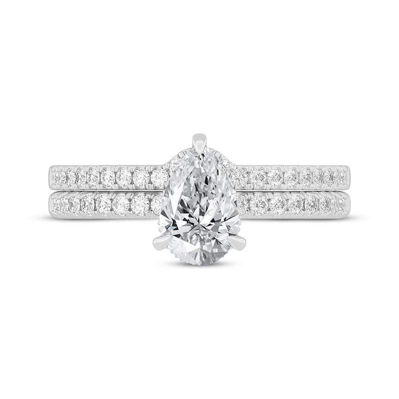 Main Image 3 of Now + Forever Lab-Grown Diamonds Pear-Shaped Bridal Set 1-3/8 ct tw 14K White Gold