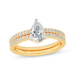 Now + Forever Lab-Grown Diamonds Pear-Shaped Bridal Set 1-3/8 ct tw 14K Yellow Gold