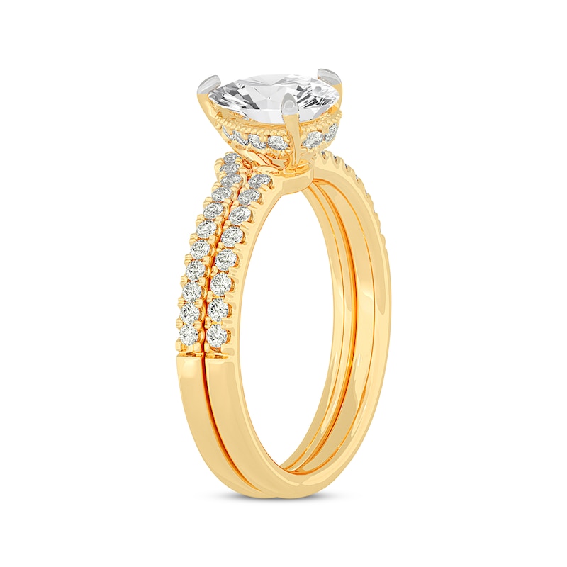 Main Image 2 of Now + Forever Lab-Grown Diamonds Pear-Shaped Bridal Set 1-3/8 ct tw 14K Yellow Gold