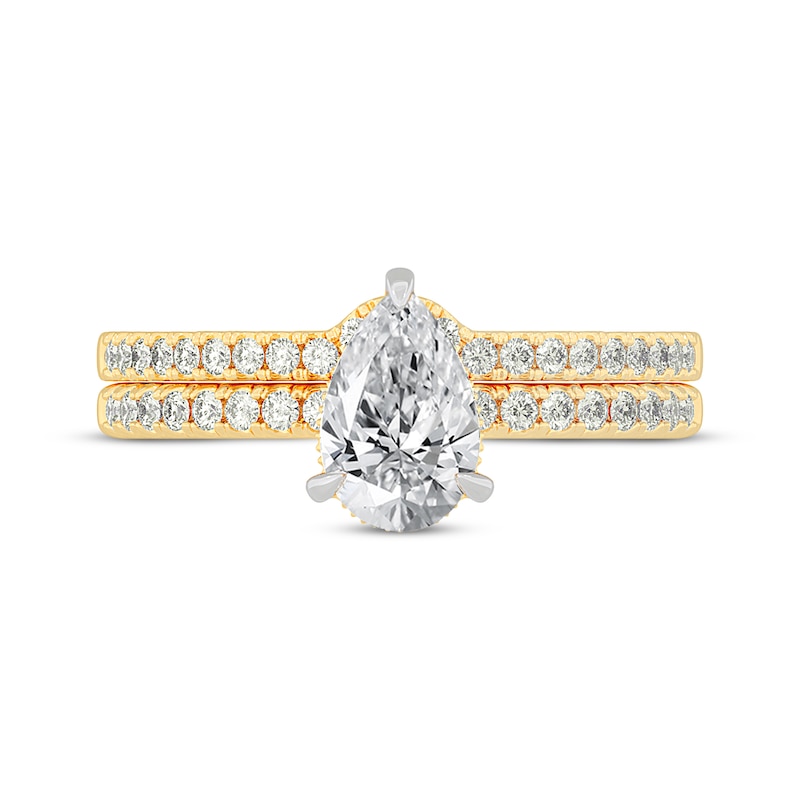 Main Image 3 of Now + Forever Lab-Grown Diamonds Pear-Shaped Bridal Set 1-3/8 ct tw 14K Yellow Gold