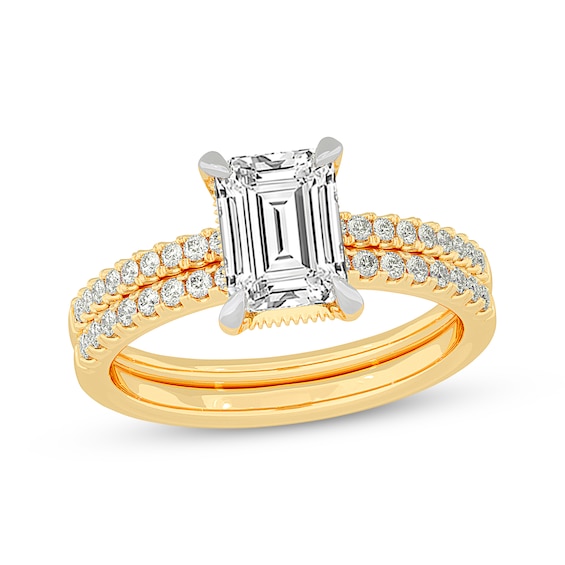 Now + Forever Lab-Grown Diamonds Emerald-Cut Bridal Set 2-3/8 ct tw 14K Yellow Gold
