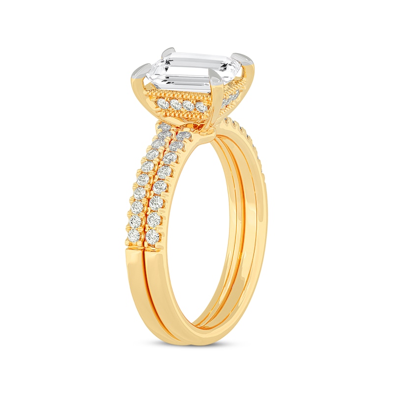 Main Image 2 of Now + Forever Lab-Grown Diamonds Emerald-Cut Bridal Set 2-3/8 ct tw 14K Yellow Gold