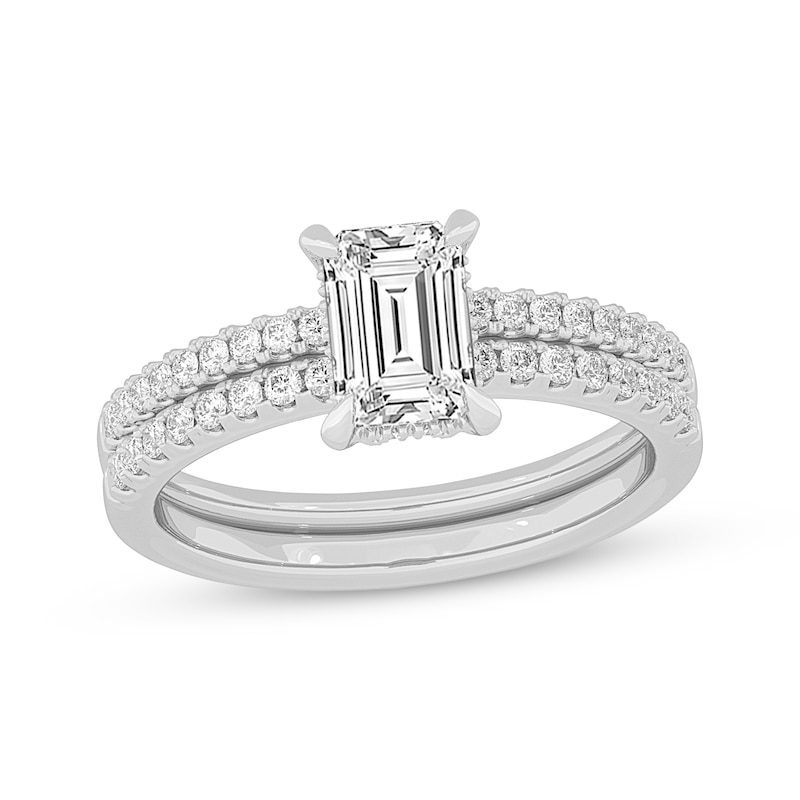 Main Image 1 of Now + Forever Lab-Grown Diamonds Emerald-Cut Bridal Set 1-3/8 ct tw 14K White Gold