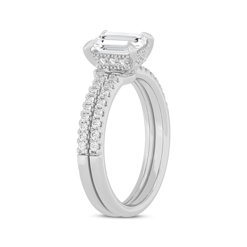 Main Image 2 of Now + Forever Lab-Grown Diamonds Emerald-Cut Bridal Set 1-3/8 ct tw 14K White Gold