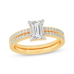 Now + Forever Lab-Grown Diamonds Emerald-Cut Bridal Set 1-3/8 ct tw 14K Yellow Gold