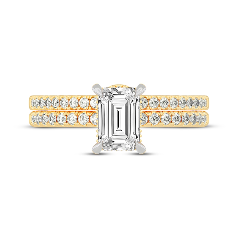 Main Image 3 of Now + Forever Lab-Grown Diamonds Emerald-Cut Bridal Set 1-3/8 ct tw 14K Yellow Gold