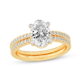 Now + Forever Lab-Grown Diamonds Oval-Cut Bridal Set 2-3/8 ct tw 14K Yellow Gold