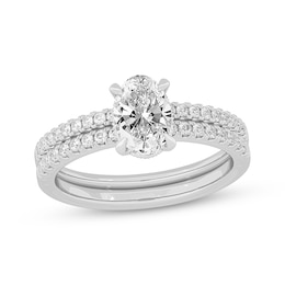 Now + Forever Lab-Grown Diamonds Oval-Cut Bridal Set 1-3/8 ct tw 14K White Gold