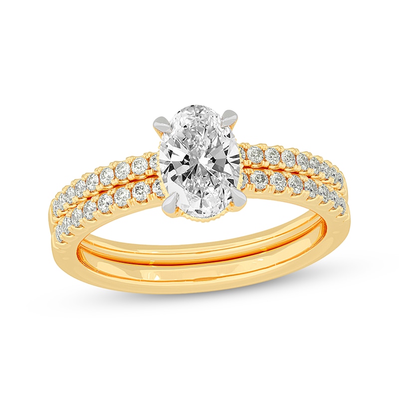 Main Image 1 of Now + Forever Lab-Grown Diamonds Oval-Cut Bridal Set 1-3/8 ct tw 14K Yellow Gold