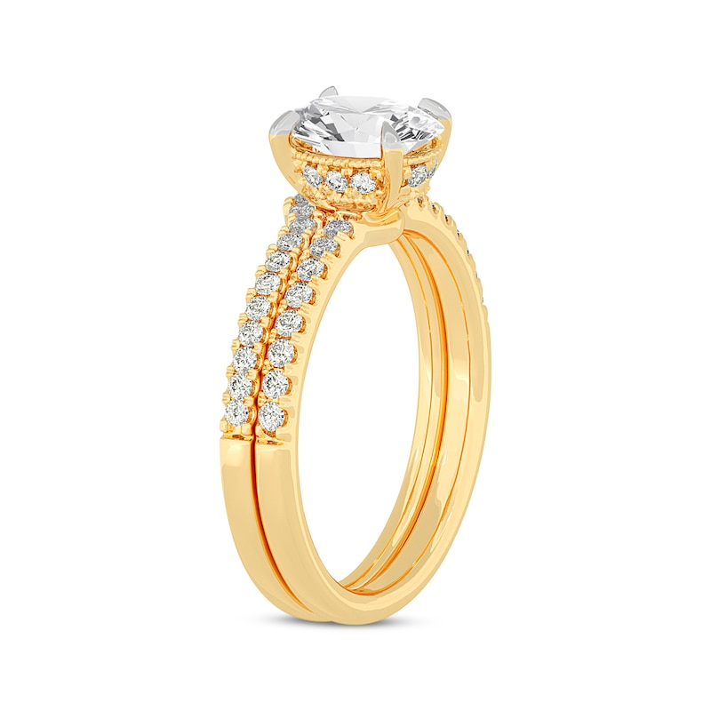 Main Image 2 of Now + Forever Lab-Grown Diamonds Oval-Cut Bridal Set 1-3/8 ct tw 14K Yellow Gold