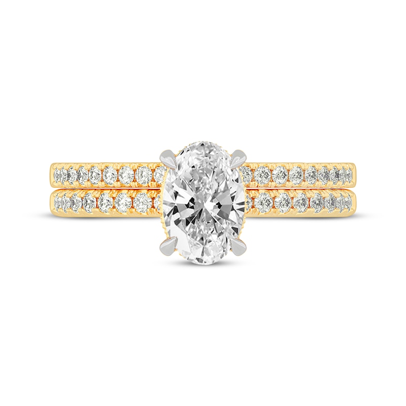 Main Image 3 of Now + Forever Lab-Grown Diamonds Oval-Cut Bridal Set 1-3/8 ct tw 14K Yellow Gold