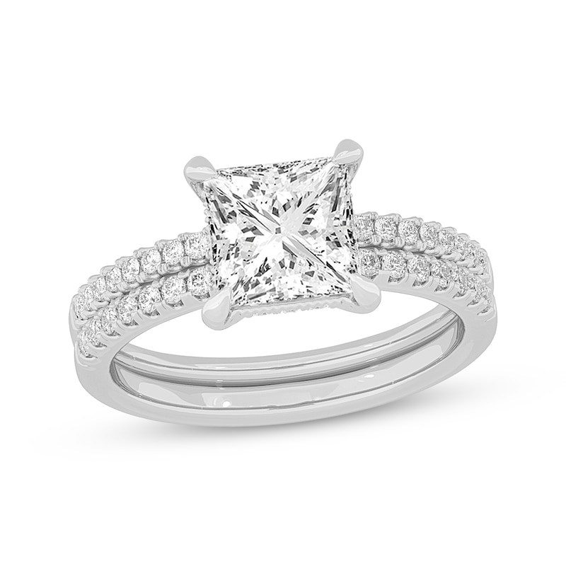 Main Image 1 of Now + Forever Lab-Grown Diamonds Princess-Cut Bridal Set 2-3/8 ct tw 14K White Gold