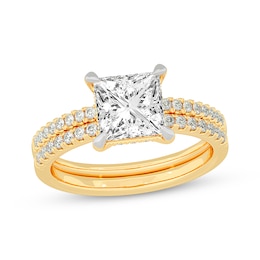 Now + Forever Lab-Grown Diamonds Princess-Cut Bridal Set 2-3/8 ct tw 14K Yellow Gold