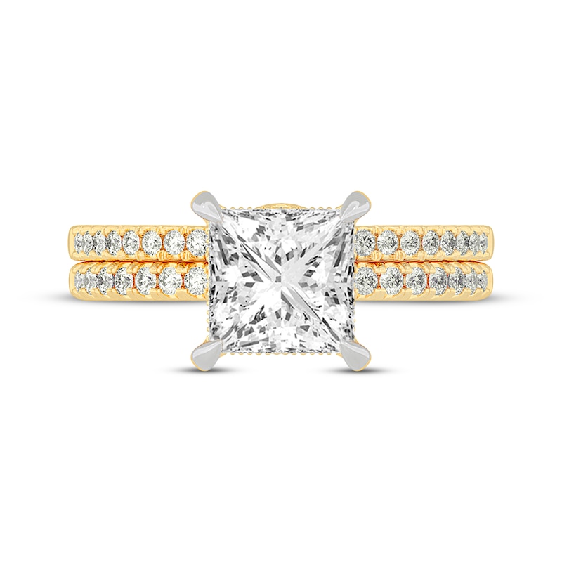Main Image 3 of Now + Forever Lab-Grown Diamonds Princess-Cut Bridal Set 2-3/8 ct tw 14K Yellow Gold