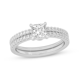 Now + Forever Lab-Grown Diamonds Princess-Cut Bridal Set 1-3/8 ct tw 14K White Gold