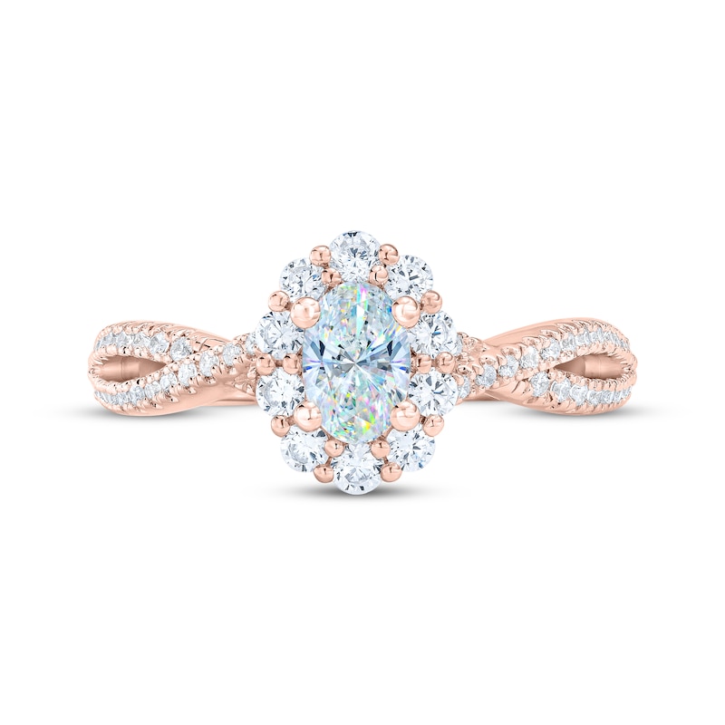 Main Image 3 of THE LEO First Light Diamond Oval-Cut Engagement Ring 1 ct tw 14K Rose Gold