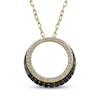 Thumbnail Image 1 of Black & White Diamond Circle Necklace 1/5 ct tw 10K Yellow Gold 18"