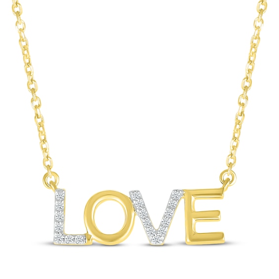 Diamond "Love" Necklace 1/15 ct tw 10K Yellow Gold 18"