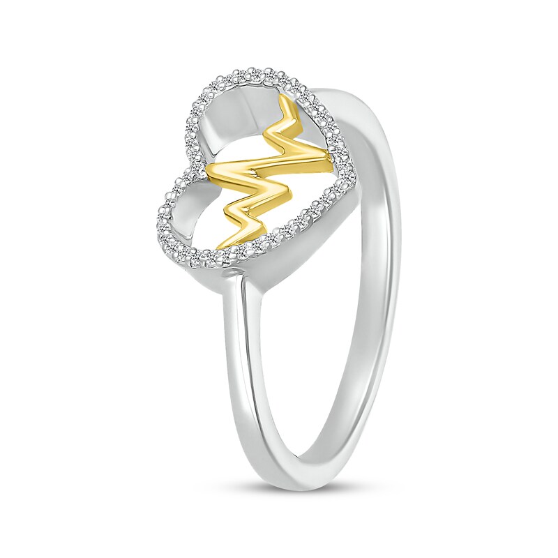 Main Image 2 of Diamond Heartbeat Fashion Ring 1/15 ct tw Sterling Silver & 10K Yellow Gold