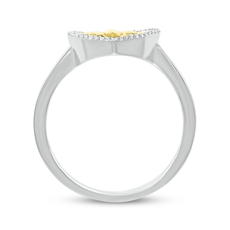 Main Image 3 of Diamond Heartbeat Fashion Ring 1/15 ct tw Sterling Silver & 10K Yellow Gold