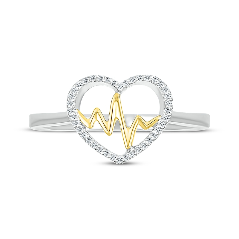 Main Image 4 of Diamond Heartbeat Fashion Ring 1/15 ct tw Sterling Silver & 10K Yellow Gold