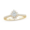 Thumbnail Image 1 of Now + Forever Oval-Cut Diamond Starburst Halo Engagement Ring 1/2 ct tw 14K Yellow Gold