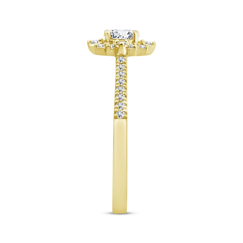Main Image 2 of Now + Forever Oval-Cut Diamond Starburst Halo Engagement Ring 1/2 ct tw 14K Yellow Gold