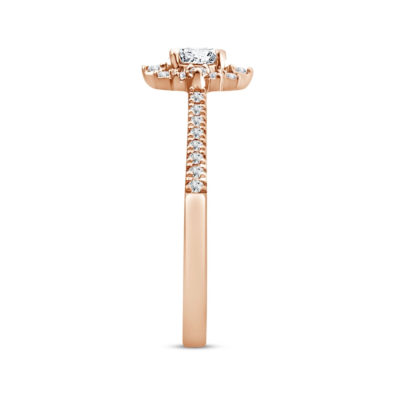Main Image 2 of Now + Forever Oval-Cut Diamond Starburst Halo Engagement Ring 1/2 ct tw 14K Rose Gold