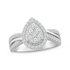 Thumbnail Image 1 of Now + Forever Multi-Diamond Center Teardrop Frame Engagement Ring 3/4 ct tw 14K White Gold