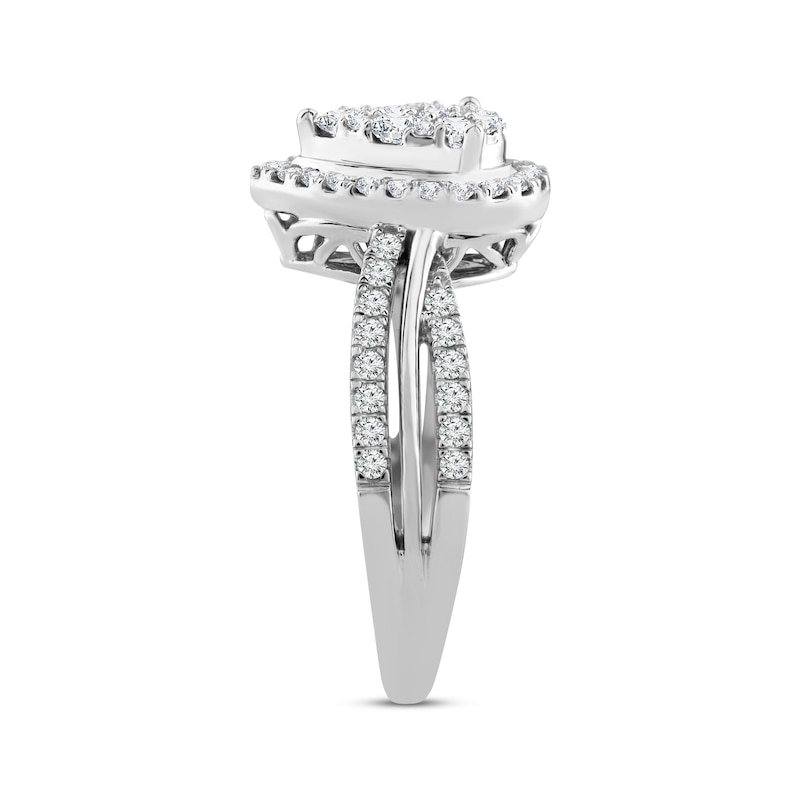Main Image 2 of Now + Forever Multi-Diamond Center Teardrop Frame Engagement Ring 3/4 ct tw 14K White Gold