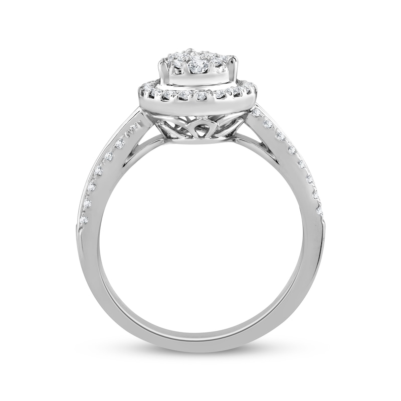 Main Image 3 of Now + Forever Multi-Diamond Center Teardrop Frame Engagement Ring 3/4 ct tw 14K White Gold