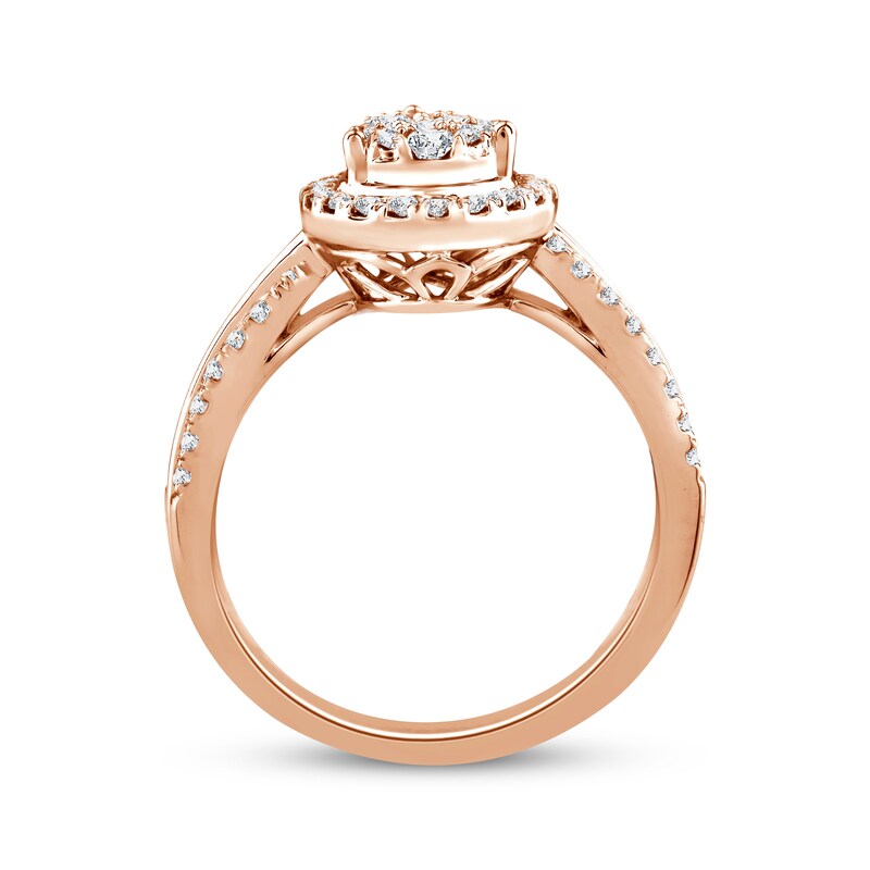Main Image 3 of Now + Forever Multi-Diamond Center Teardrop Frame Engagement Ring 3/4 ct tw 14K Rose Gold