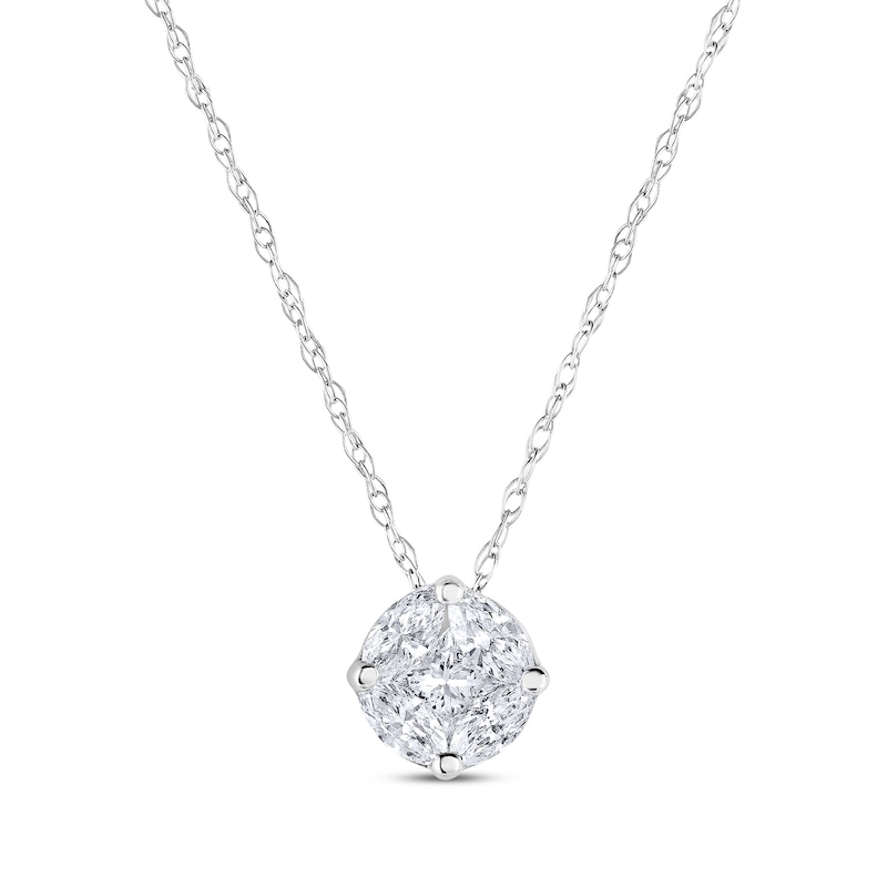 Main Image 1 of Princess & Marquise-Cut Multi-Diamond Necklace 1/5 ct tw Sterling Silver 18&quot;