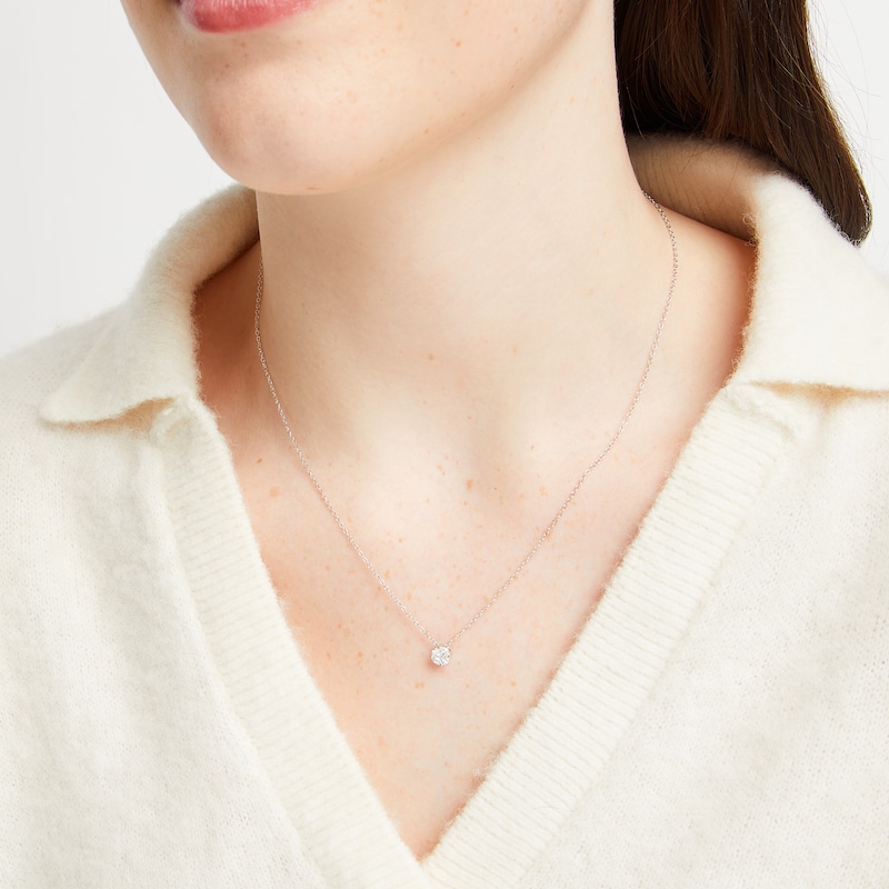 Main Image 3 of Princess & Marquise-Cut Multi-Diamond Necklace 1/5 ct tw Sterling Silver 18&quot;