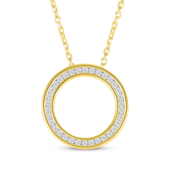 Diamond Channel Eternity Circle Necklace 1/ ct tw 10K Gold 18