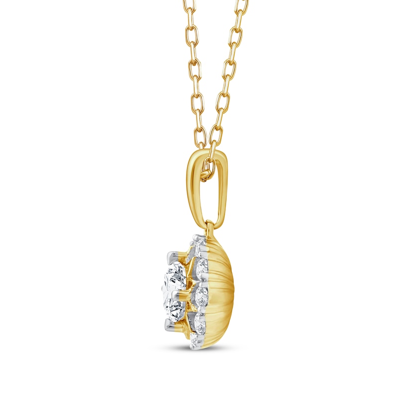 Main Image 2 of Lab-Grown Diamond Star Halo Necklace 1/2 ct tw 10K Yellow Gold 18&quot;