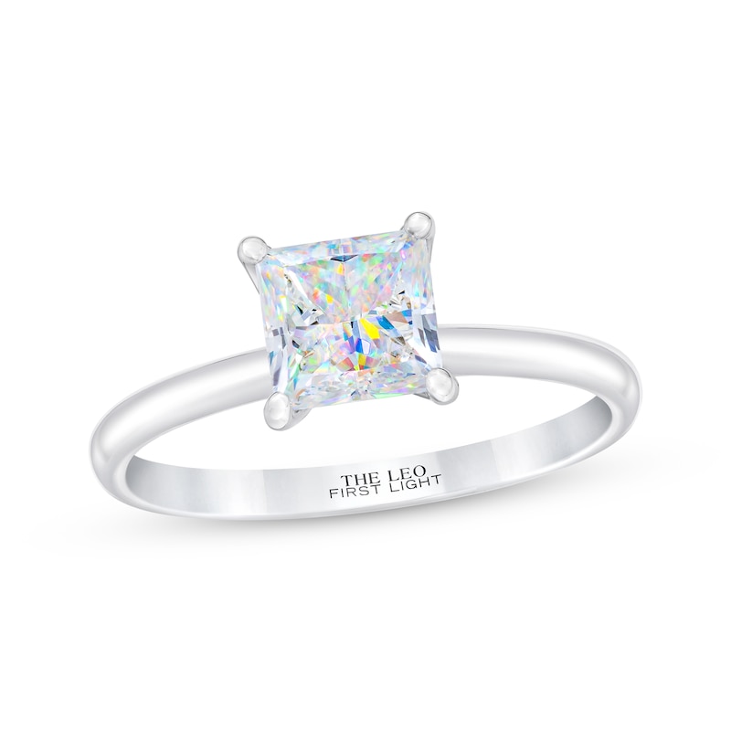 Main Image 1 of THE LEO First Light Diamond Princess-Cut Solitaire Engagement Ring 1-1/2 ct tw 14K White Gold