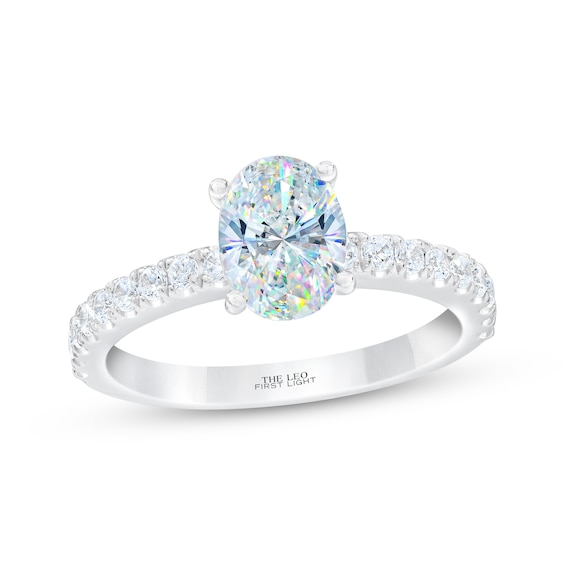THE LEO First Light Diamond Oval-Cut Engagement Ring 1-1/ ct tw 14K White Gold