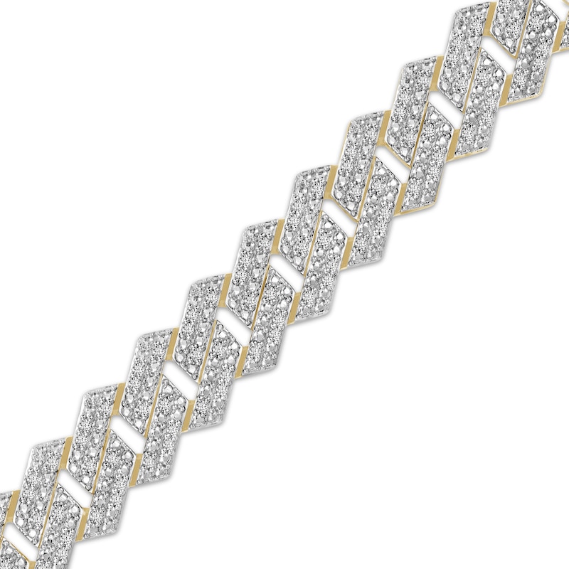 Diamond Angular Curb Chain Necklace 1-1/2 ct tw 10K Yellow Gold 8.5"