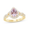 Thumbnail Image 1 of Now + Forever Pear-Shaped Amethyst Diamond Halo Twist Engagement Ring 3/8 ct tw 14K Yellow Gold