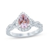Thumbnail Image 1 of Now + Forever Pear-Shaped Amethyst Diamond Halo Twist Engagement Ring 3/8 ct tw 14K White Gold