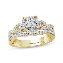 Now + Forever Round-Cut Multi-Diamond Bridal Set 1/2 ct tw 14K Yellow Gold